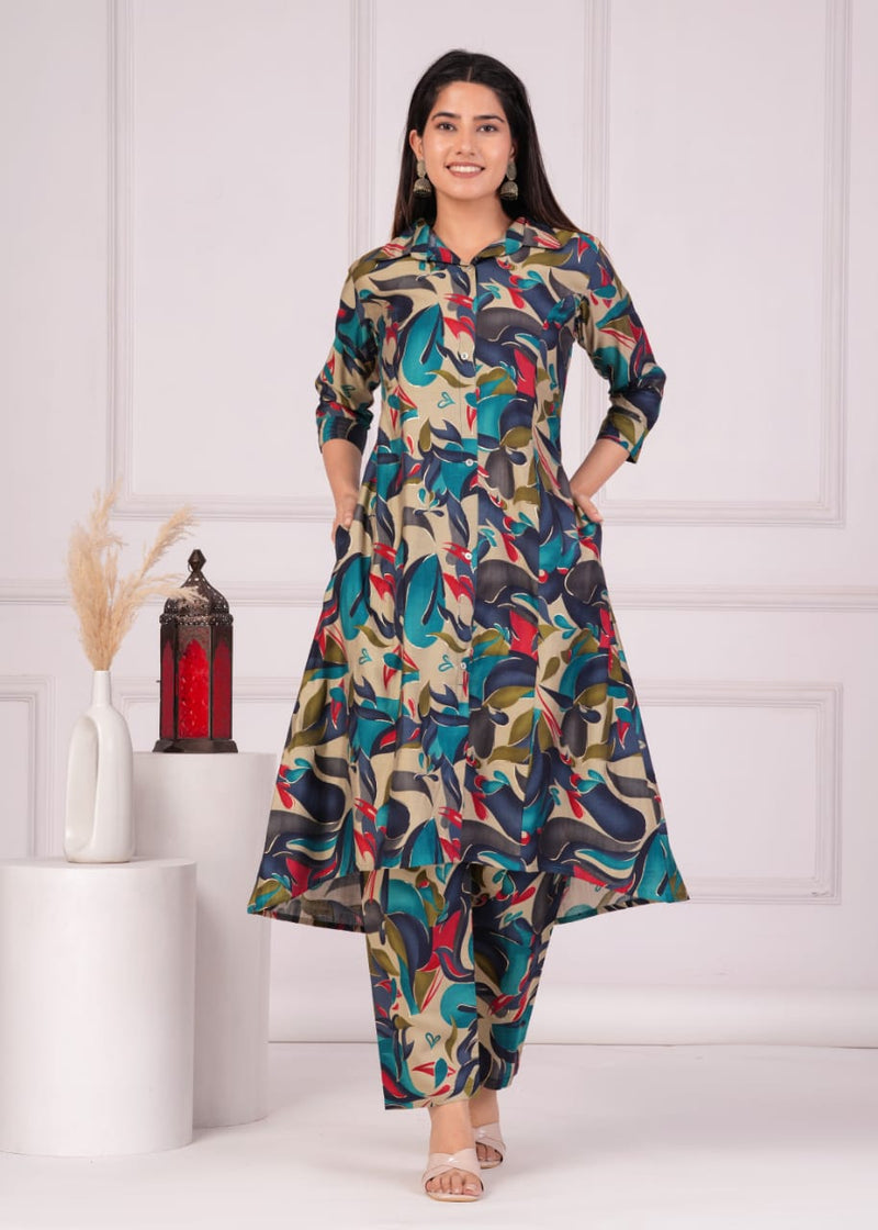 Buy Designer Rayon Kurti Pant Set With Dupatta. Attractive Suit has long  Chunni along with Bottomwear and Embroidered Kurti. Best Fit for Festive  (Large) at Amazon.in